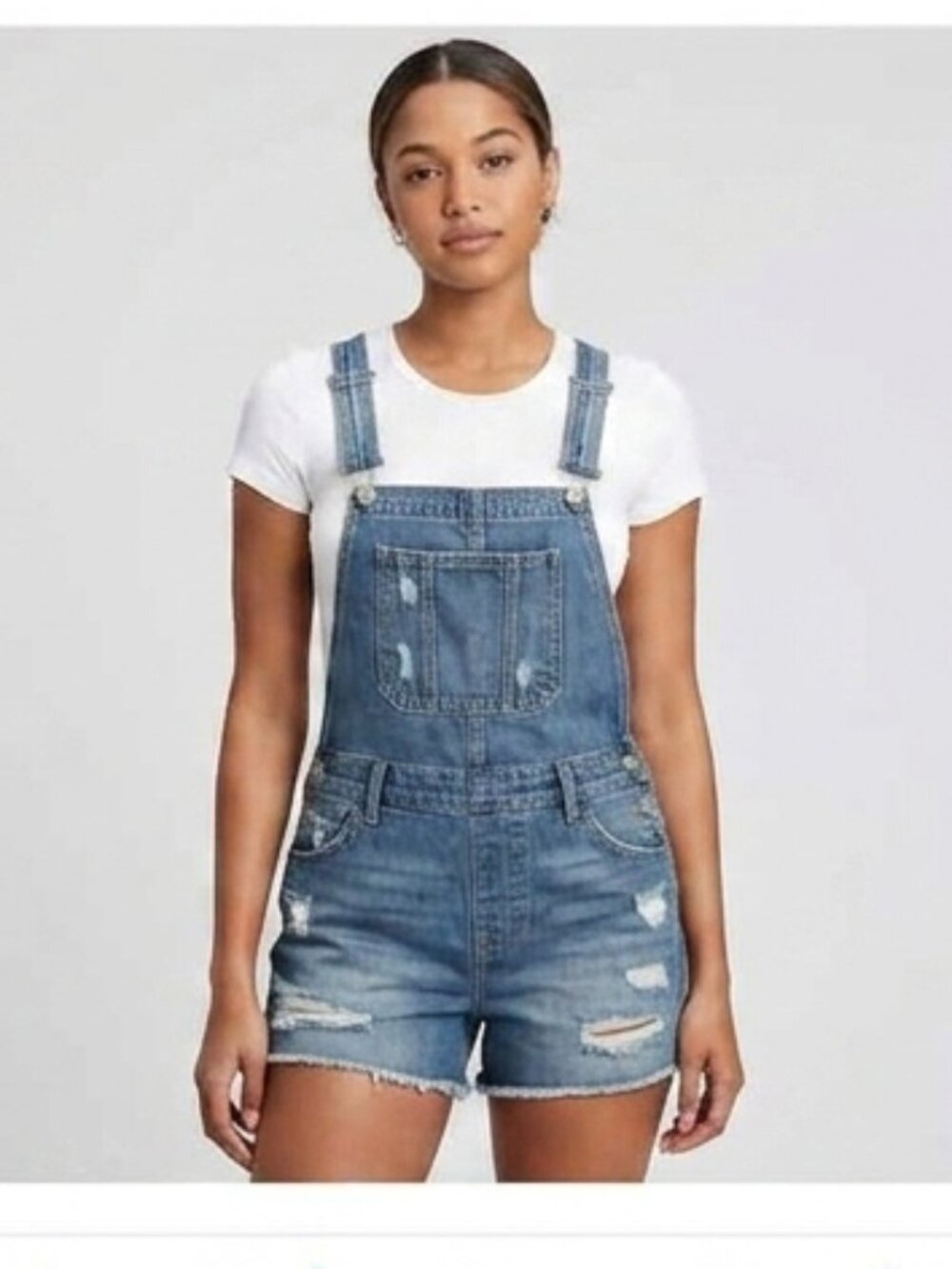 Love Revival Women Size 3X Blue Denim Pockets Button Adjustable Strap Shortall's